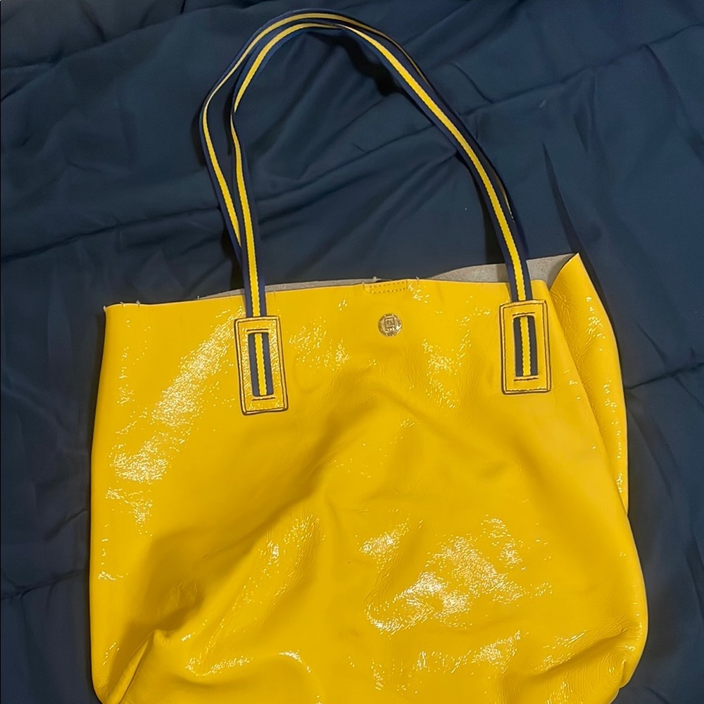 Yellow leather Tote Bag